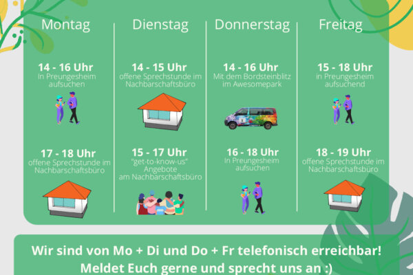 Aufsuchende Jugendarbeit Preungesheim – Wochenplan